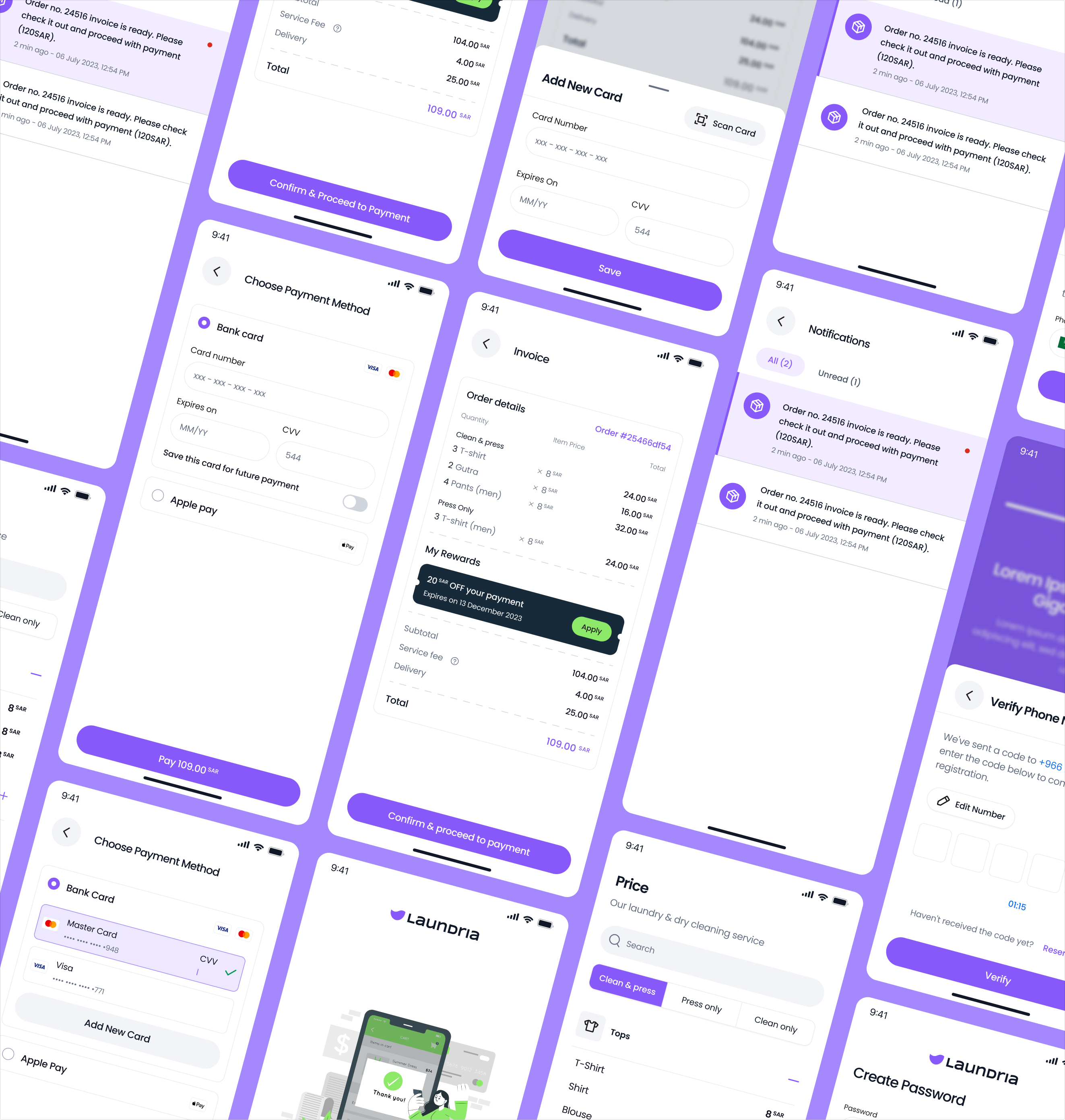 Shots from the user app - Notifications, Invoices & Payments